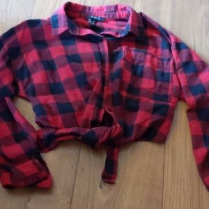 Flannel button up-crop top